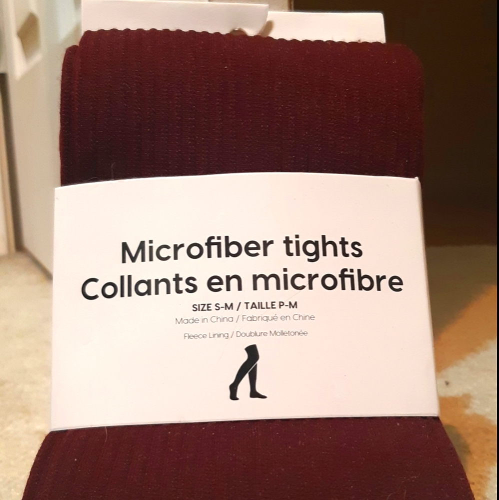 NWT Burgundy microfiber tights